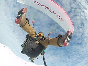Tandemflug mit Snowboardschuhen